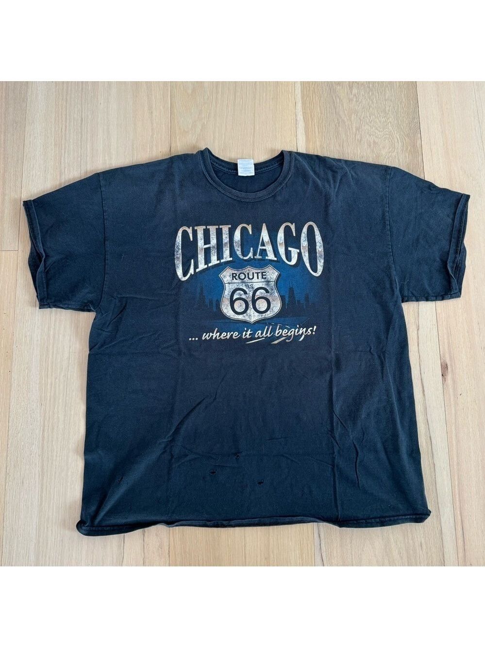 Vintage Chicago Route 66 Short Sleeve Tee Shirt Size XXL